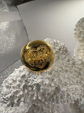 Coach Gold POPPY Heart Logo Ring